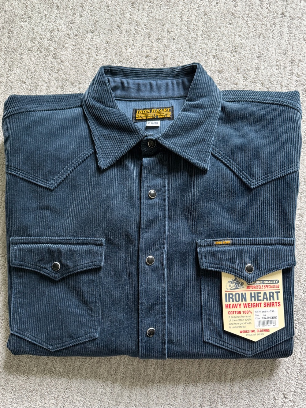 NWT Iron Heart STF Japanese Corduroy Shirt Jacket - Blue